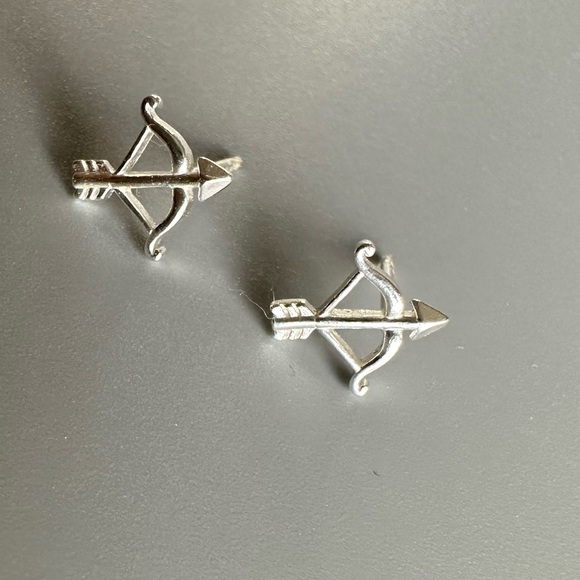 Sterling Silver Bow and Arrow Tiny Studs - Picture 8 of 9